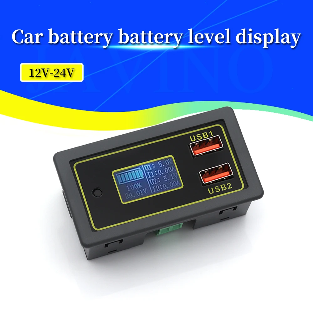 

Javino 1/5/10Pcs Car Battery Battery Voltage and Power Display 12v24v Lead-acid Lithium Battery Multi-protocol USB Fast Charge
