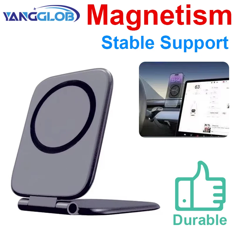 Soporte para teléfono en coche, magnético ultra delgado, plegable, soporte magnético fuerte, soporte para coche y escritorio