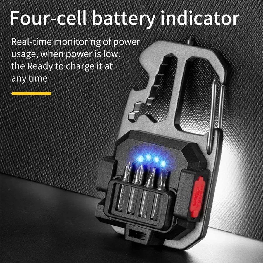 Rechargeable Multifunctional LED Flashlight Screwdriver Keychain Lamp Outdoor Portable Camping Torch Emergency Work Light 7 Mode