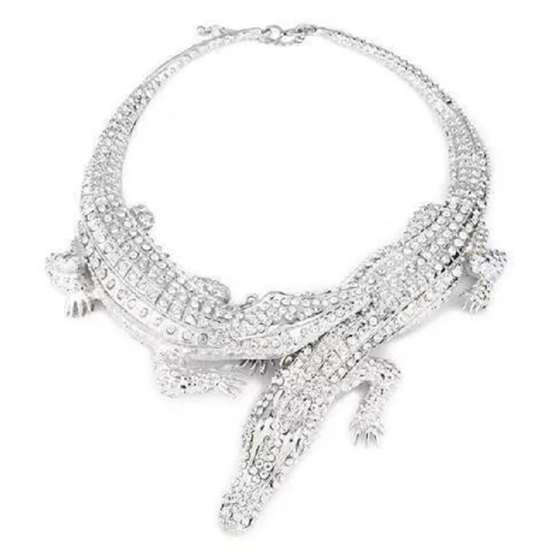 Fashion Double Crocodile Necklace Reptile Jewelry