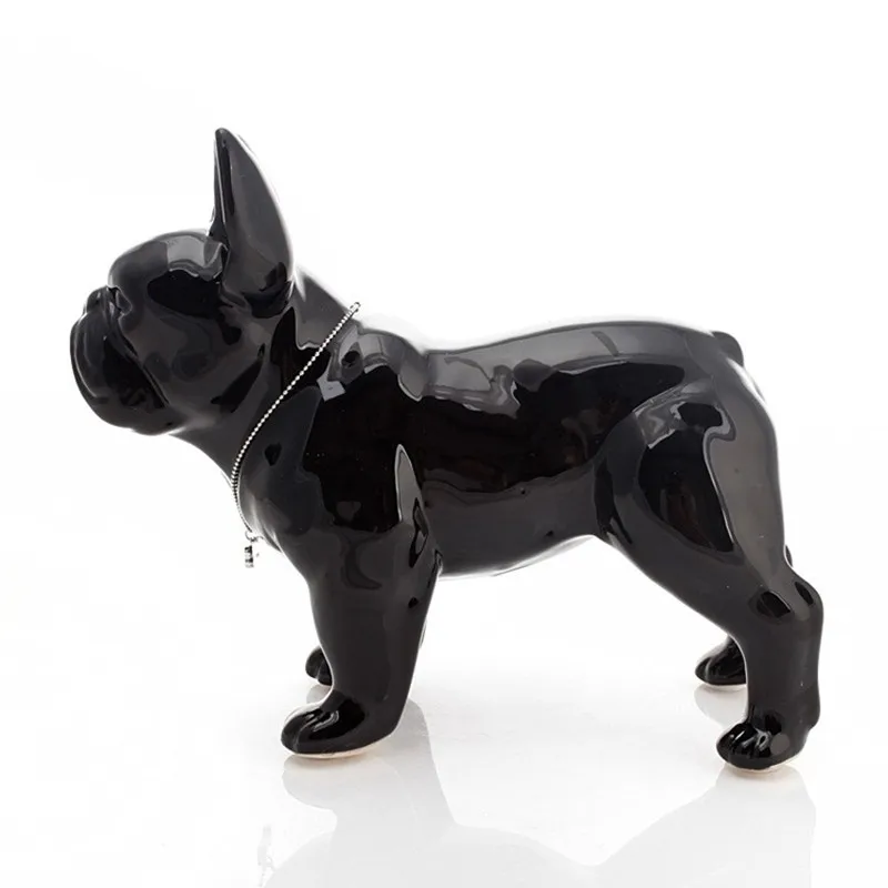 Estátua de resina bulldog escultura janela exibição casa artesanato sala estar decoração desktop colar prata escultura bulldog