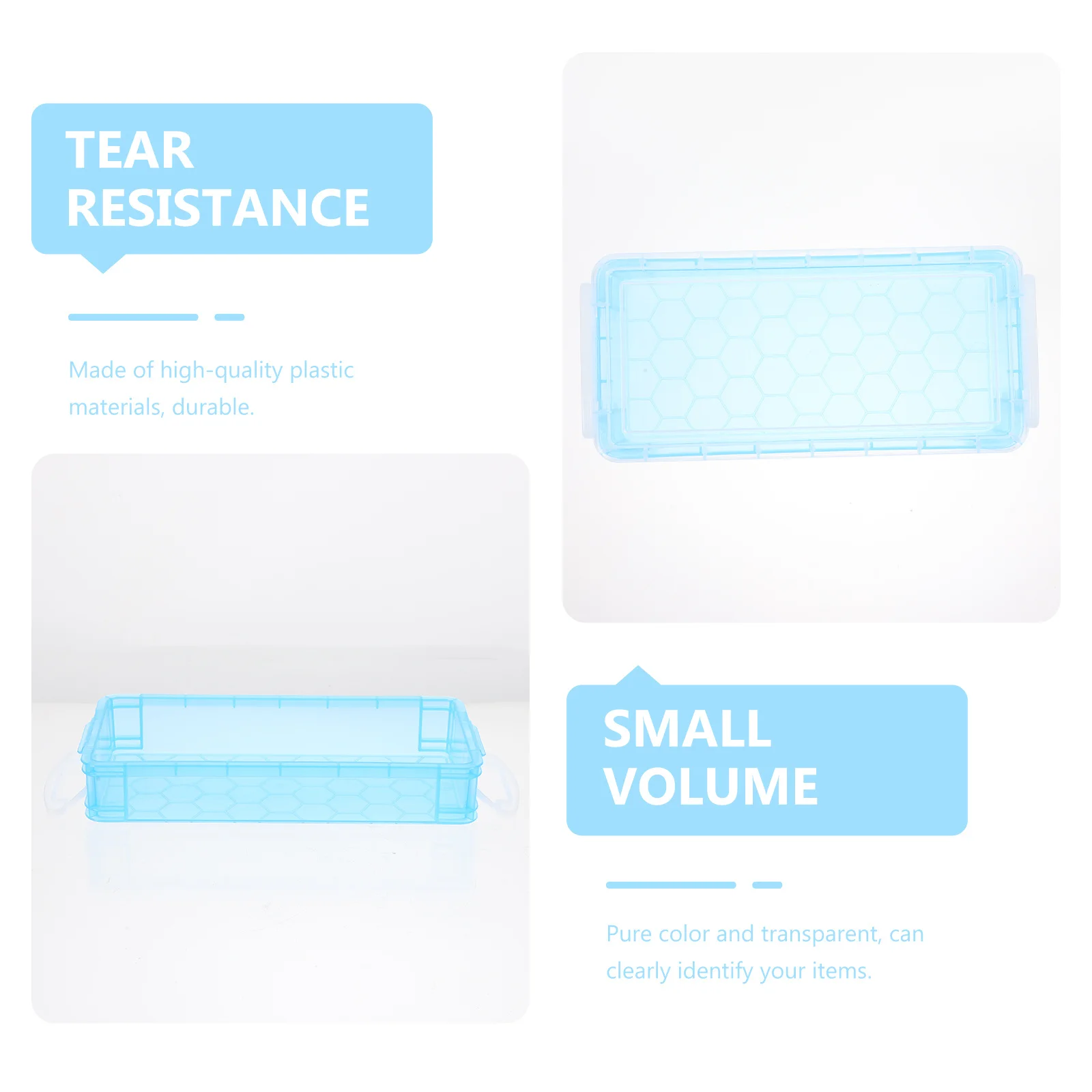 

4Pcs Lightweight Scratch-Resistant Pen Container Easy to Use for Design Students Blue Pen Box Plastic Pencil Box