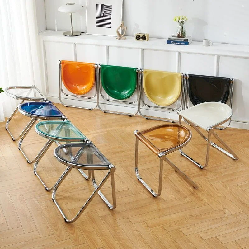 

Medieval Stool Ins Makeup Stools Acrylic Transparent Chair Nordic Folding Simple Dressing Stool Ottoman Vanity Chair Living Room