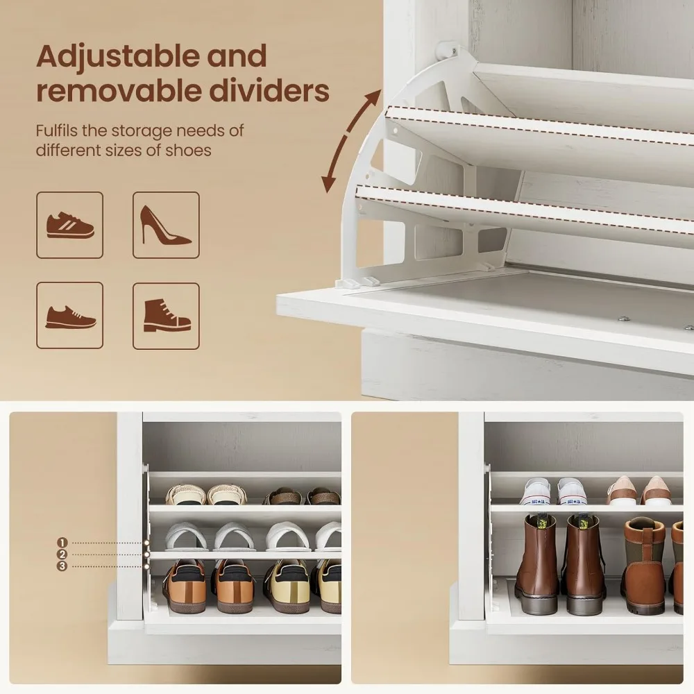 خزانة أحذية رفيعة على طراز المزرعة مع أدراج مزدوجة وتخزين مزيل الروائح الكريهة #6