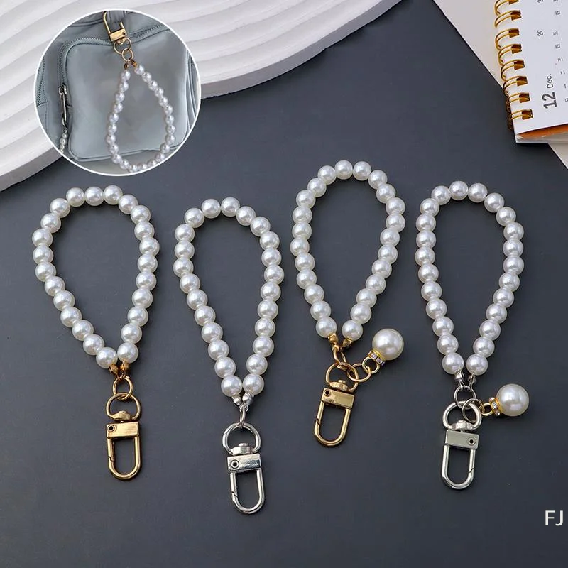 [YU]Simulation Pearl Keychains For Aorpods Bag Car Pendant Beaded Key Simple Decoration For Women Mobile Phone DIY Jewelry Decor
