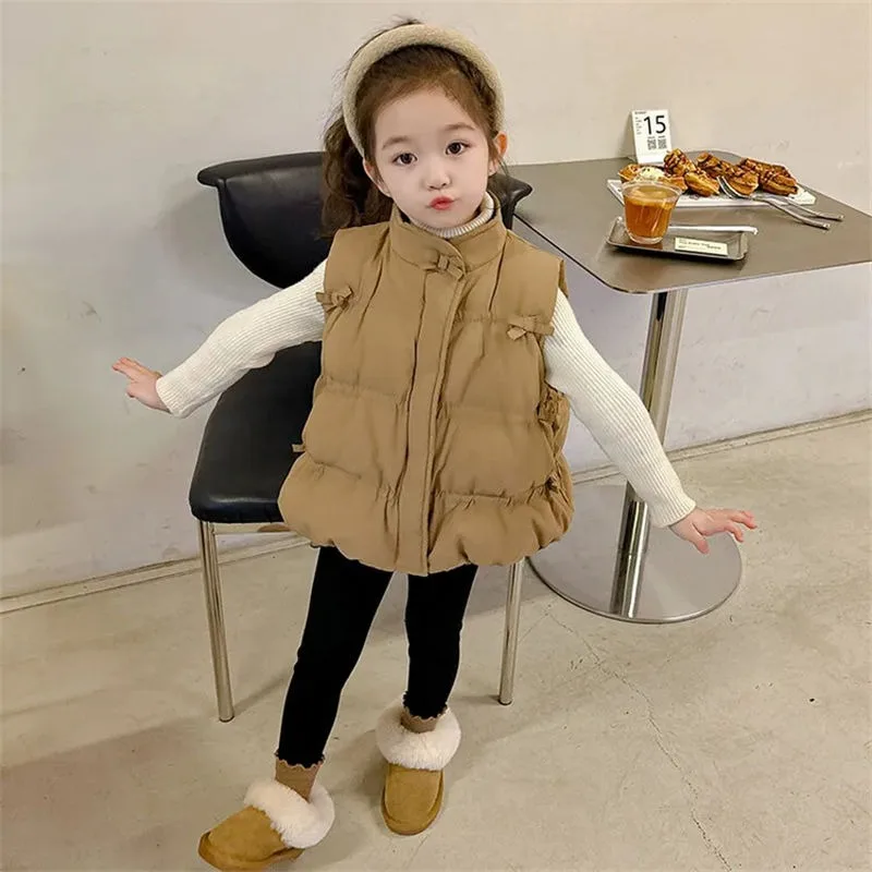 

Girl's Thickened Winter Vest 2025 New Style Warm Outerwear for Children Cute Baby Girl's Cozy Vest Autumn Winter Clothing Design