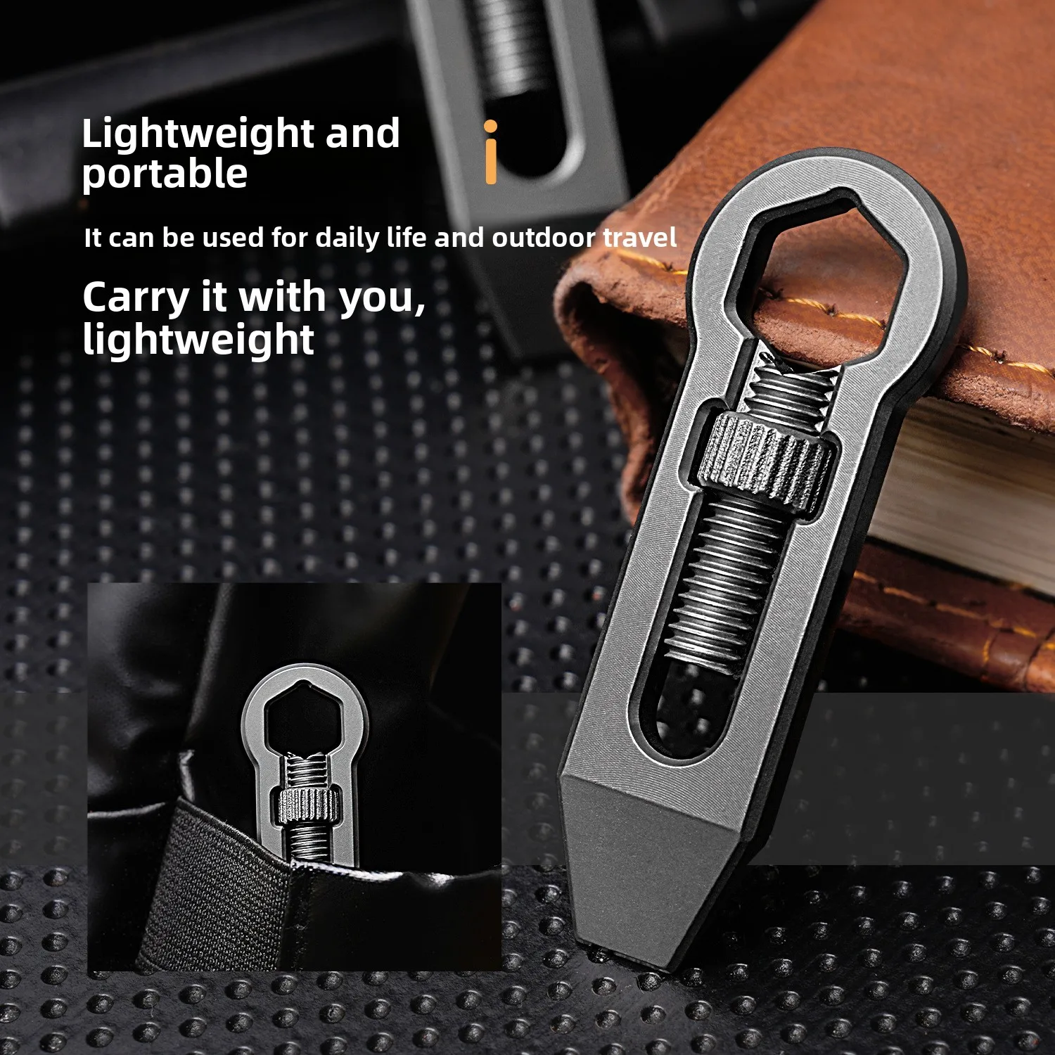 Mini Titanium Prybar Multi Functional Wrench Keychain Necklace Pendant Tool EDC Pocket Crowbar Bottle Opener Screwdriver