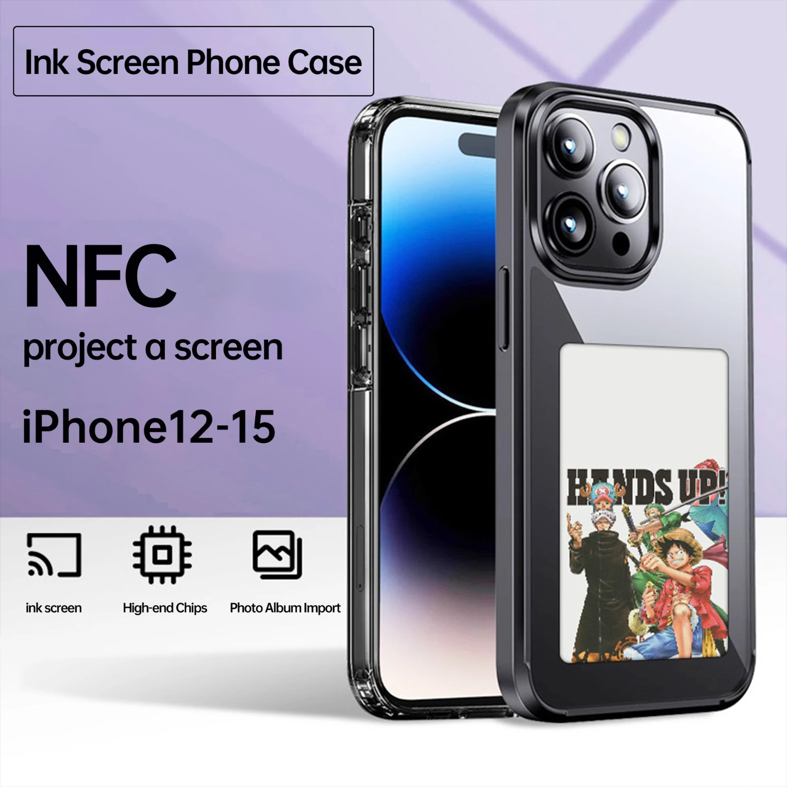 E-lnk NFC 3.7 Inches Screen Display Mob For IPhone 13 14 15 16 Wireless Transmission Screen Projection Phone Case