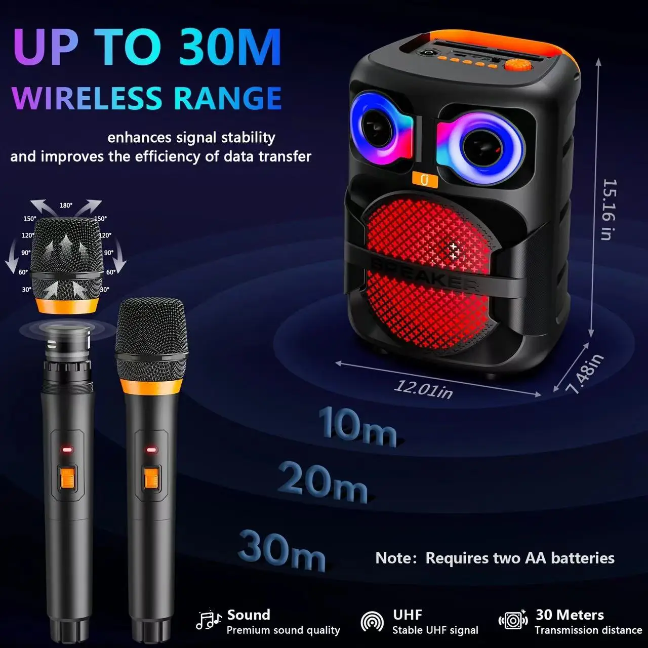 FanFun T28 Portable Bluetooth Speaker, Matching Wireless Microphone, On-Site Singing Audio, Bluetooth 5.1, Karaoke Audio，7200mah