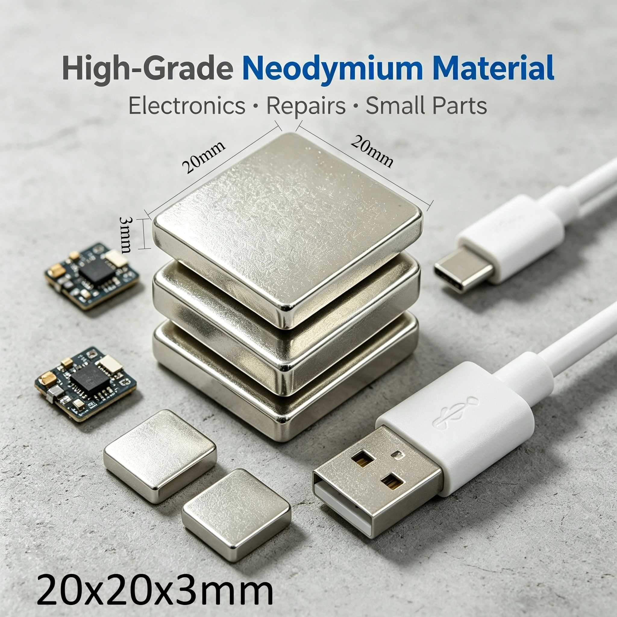 20x20x3mm N35 Square Neodymium Magnet Powerful Permanent NdFeB Block Magnet For DIY Craft Model Hobby 20x20x3mm
