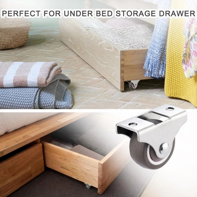 4/8Pcs Mini Rigid Caster Wheels,Small Low Profile Rubber Rolling Wheel Castors Sliding Door Pulley for Furniture,Storage Drawers