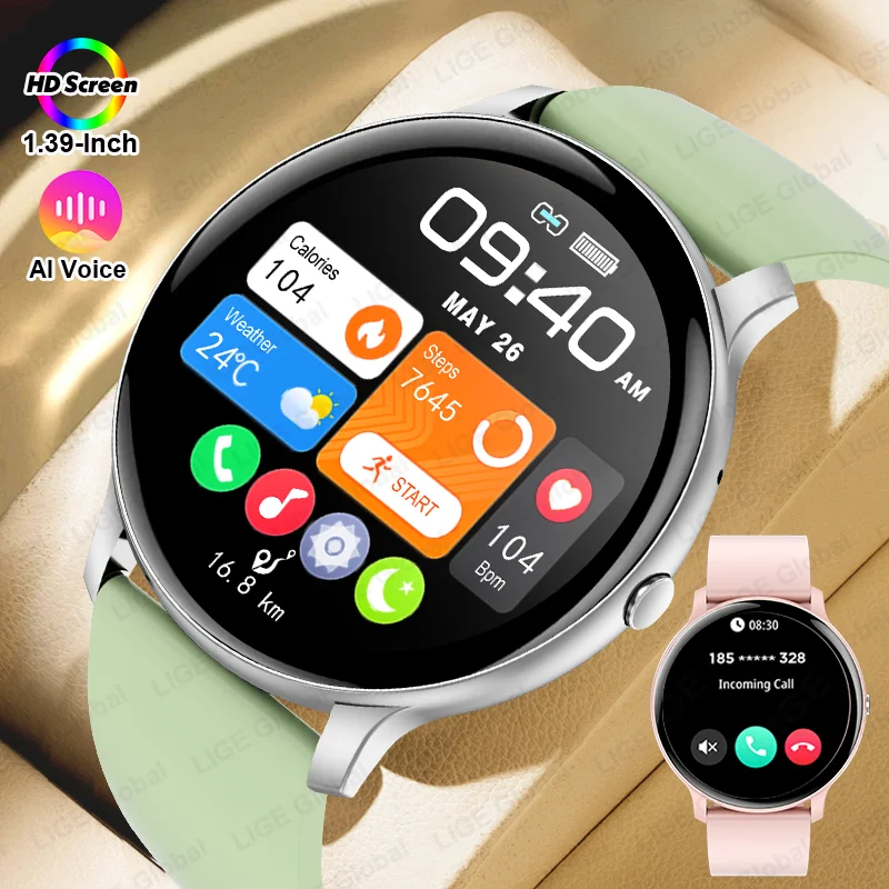 

LIGE 2025 Women's Smart Watch 1.39" Screen Bluetooth Call Men's Fitness Waterproof Watch Sleep Heart Rate Blood Pressure Tracker