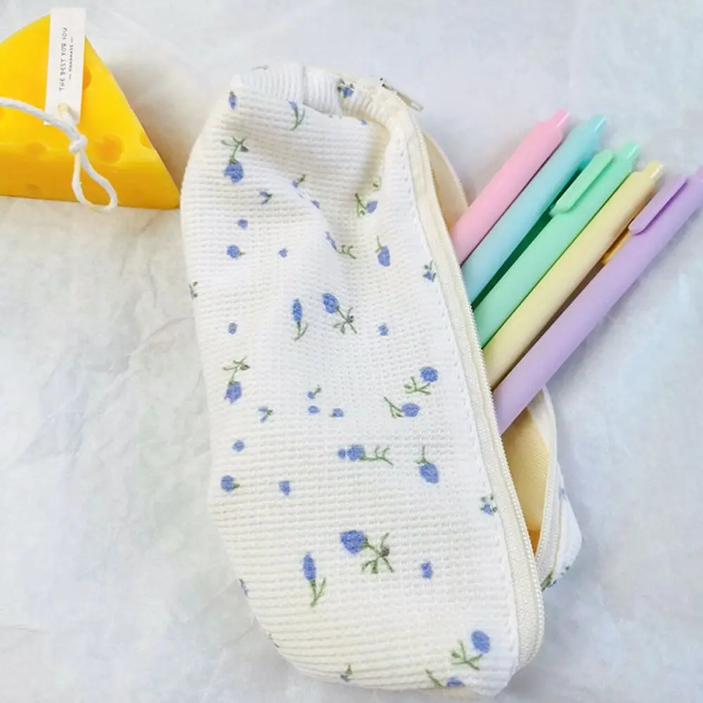 Cute Simple Fresh Style Stationery Makeup Bag Pen Holder Pencil Cases Small Flowers Pencil Bag Storage Bags