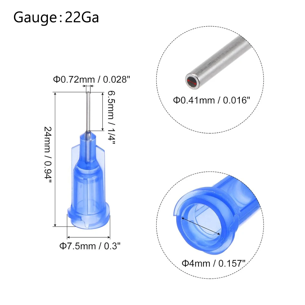 22G 1/4'' Dispensing Needle Tip Stainless Steel Luer Lock for Precision Glue Adhesive Dispenser