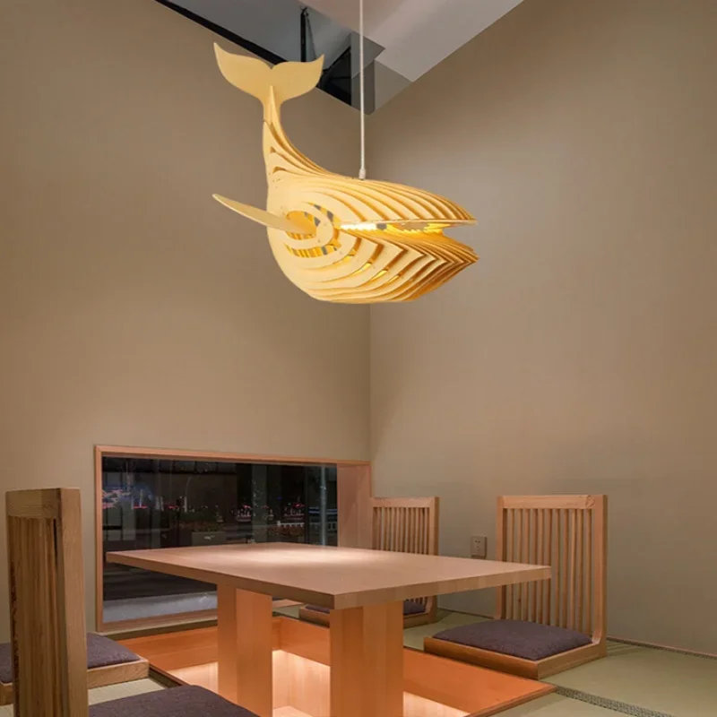 Creative Wooden LED Pendant Light Lighting Fish Pendant Light Restaurant Bedroom Home Decoration LED Pendant Lights