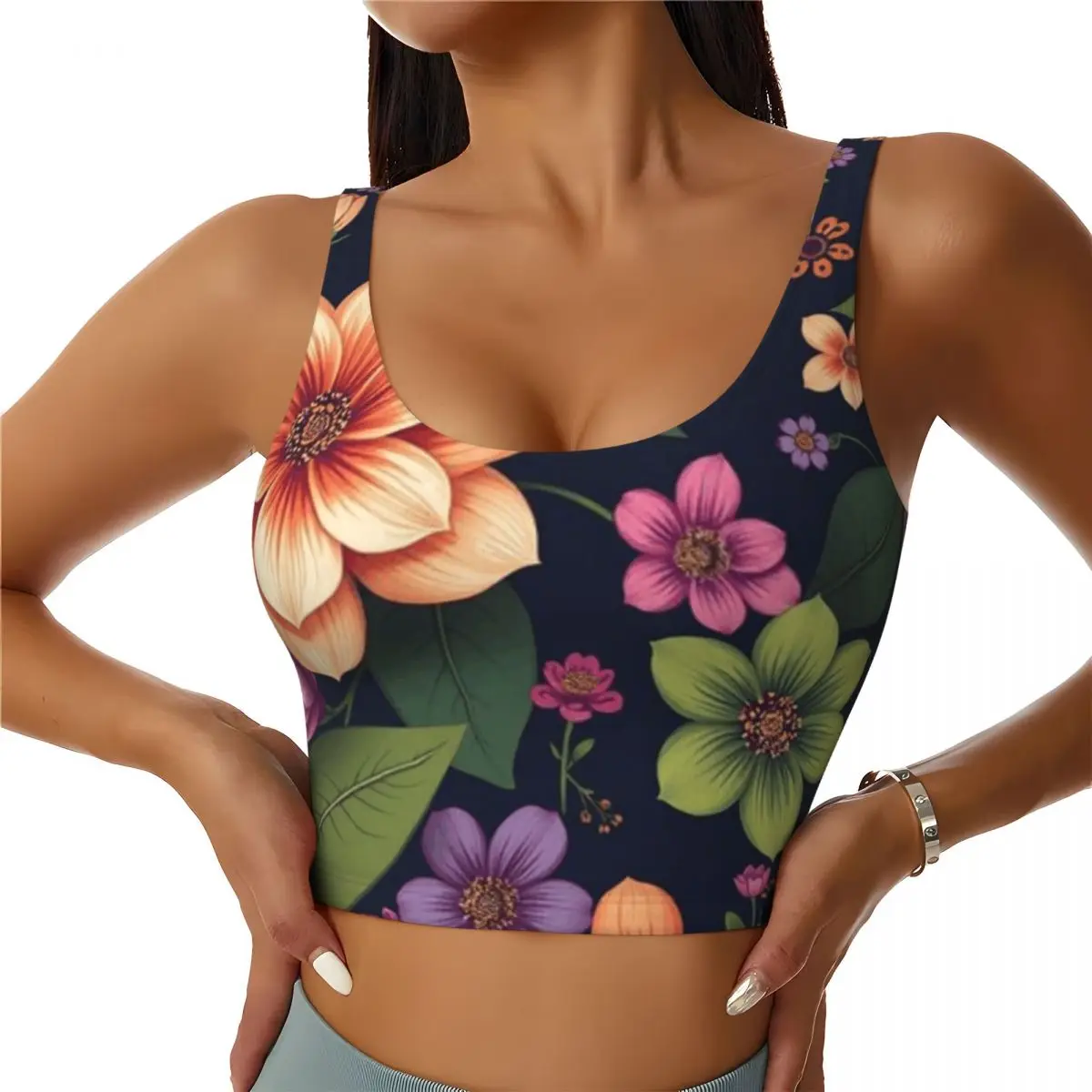 Hiit Training Top Colorful Floral Seamless Pattern Water Sports Activity Athletic Tank