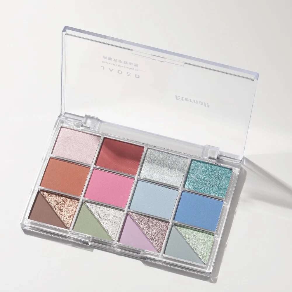 16 colori Tavolozza di ombretti multicolori di alta qualità Contouring Glitter Matte Perlescente Trucco resistente al sudore Ombretto in polvere secca