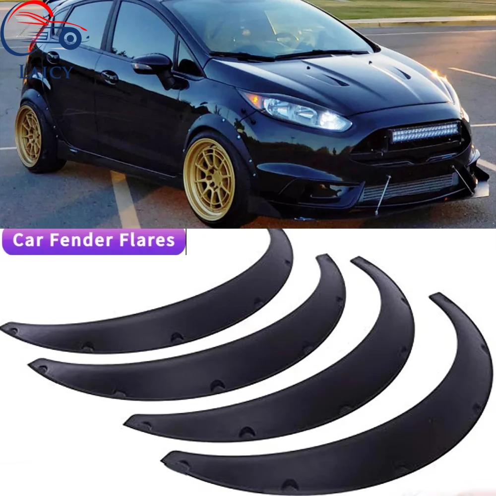 LAICY 4Pcs for Ford Fiesta Car Fender Flares Wheel Arch Extra Wide Body Flexible Mudguard Mud Splash Guard