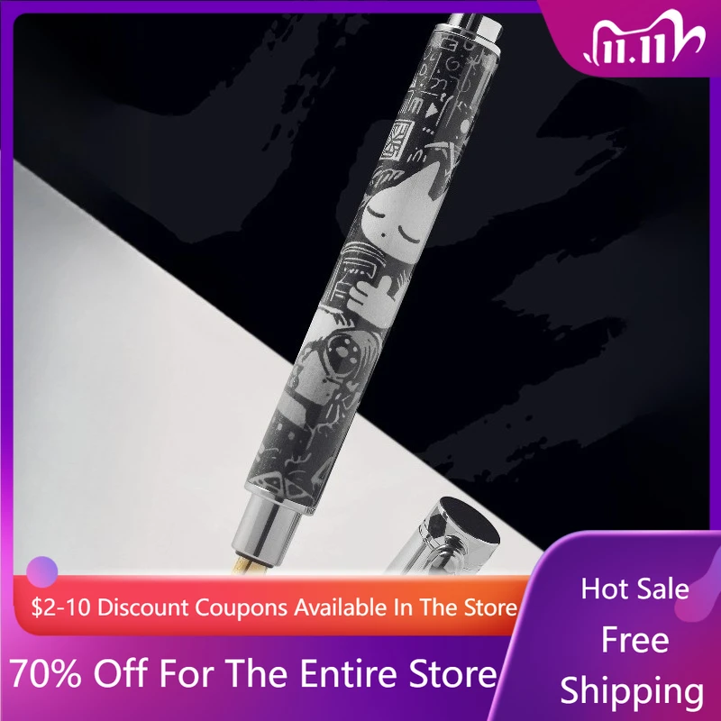 

New Discount WRITE BEAST Magnetic Pen Luxury Acrylic Fountain Pens Handmade F 0.5mm Gemany Resin Ink Pen Collection Free Case