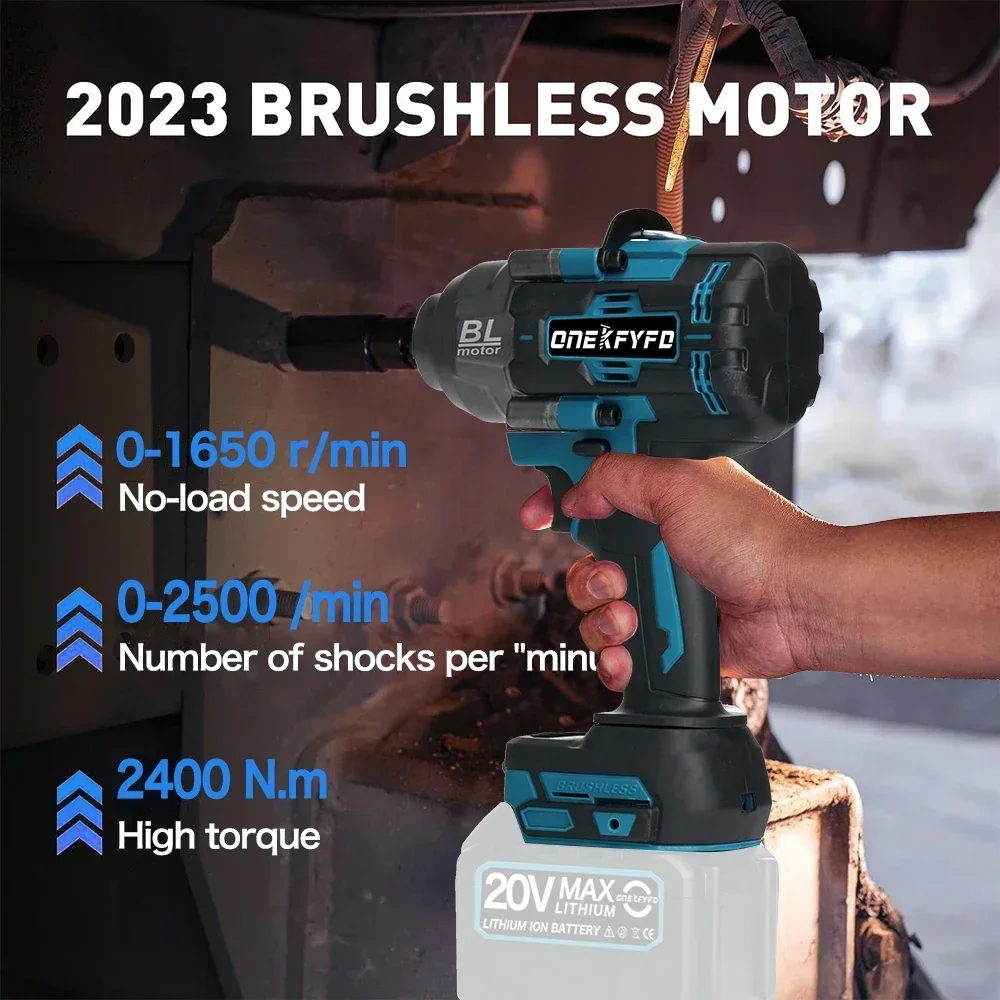 1000N.M Brushless Cordless Electric Impact Wrench High Torque Screwdriver Socket Handheld Power Tools for Makita 18V（No Battery）