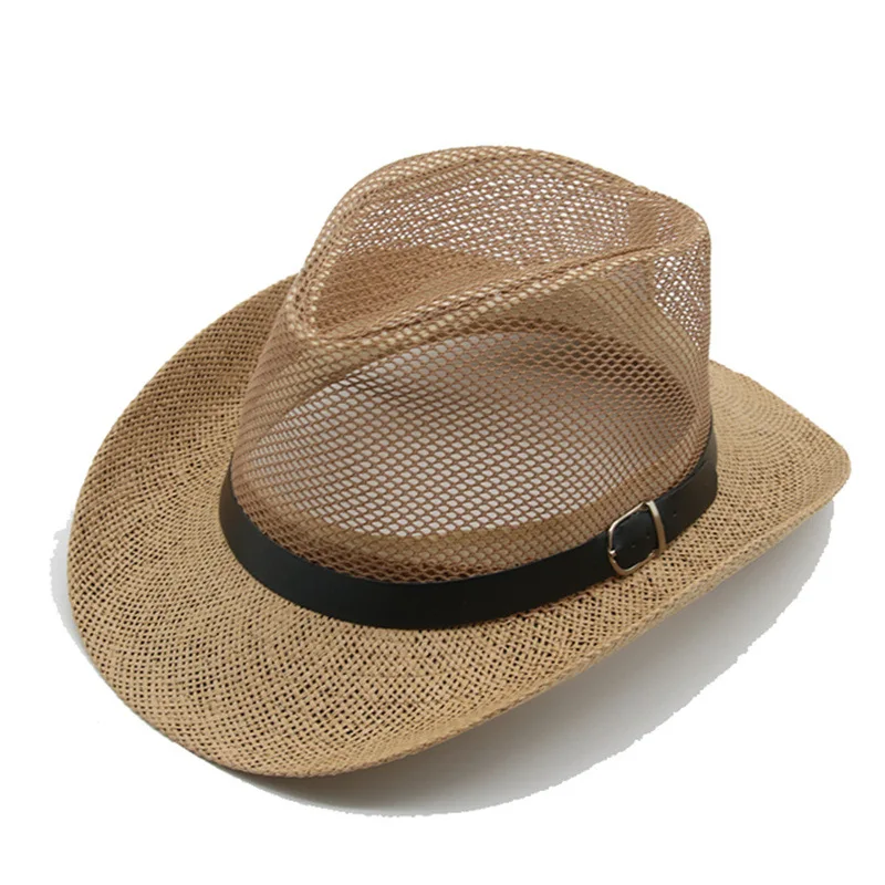 Summer Rolled Brim Top Hat Breathable Net Cap Western Cowboy Hat Spanish Matador Carnival Billycock Straw Hat