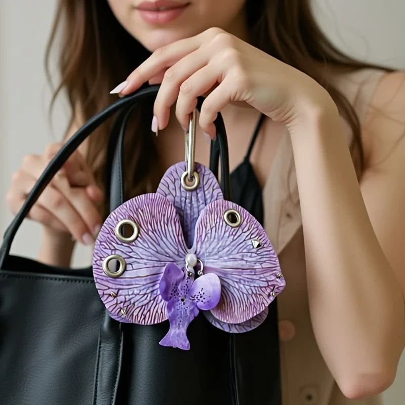 Creative Simulation Flower Bag Pendant Exquisite Phalaenopsis Orchid Lily Keychain Fashion Backpack Decoration Accessories Gifts