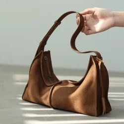 Women's Genuine Leather Vintage Zipper Crossbody Bags Fashion Design Shoulder Bag Soft And Comfortable Handbag