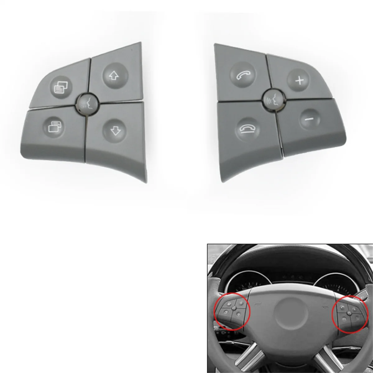 Car High Configuration Steering Wheel Control Switch Button for Mercedes Benz W164 ML GL B/R-CLass W251 W245 Grey