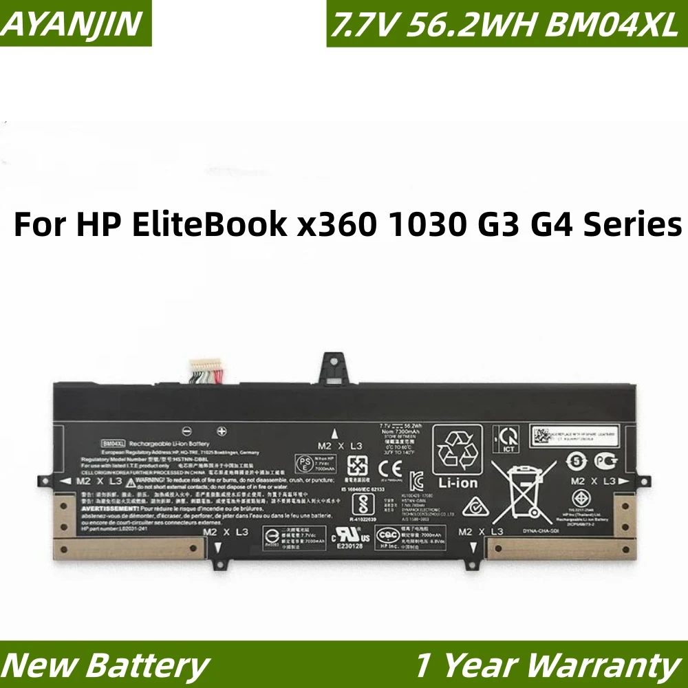 

BM04XL 7.7V 56.2WH Laptop Battery for HP EliteBook x360 1030 G3 G4 Series HSTNN-DB8L HSTNN-UB7L L02031-541 L02478-855