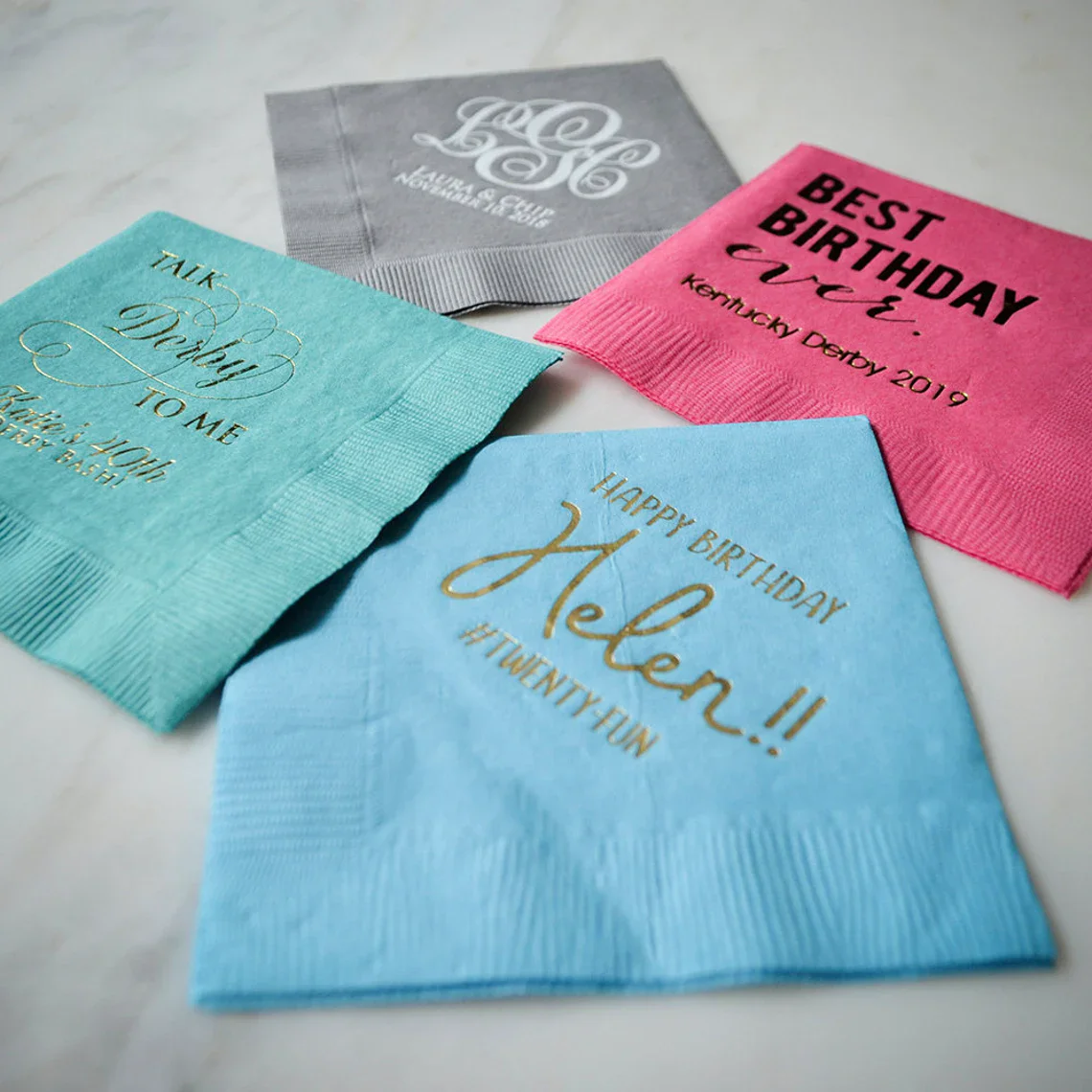 Custom Linen-Like Cocktail Napkins, Personalized Linun Beverage Napkins, Linen Like Party Napkins with Logo, Monogram Wedding Ba