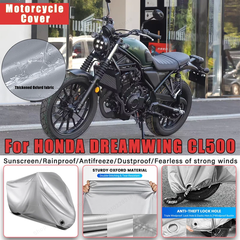 

For HONDA DREAMWING CL500 No Ear Motorcycle Cover - Outdoor Full Body Protection, Waterproof Dustproof Sunscreen Accessories