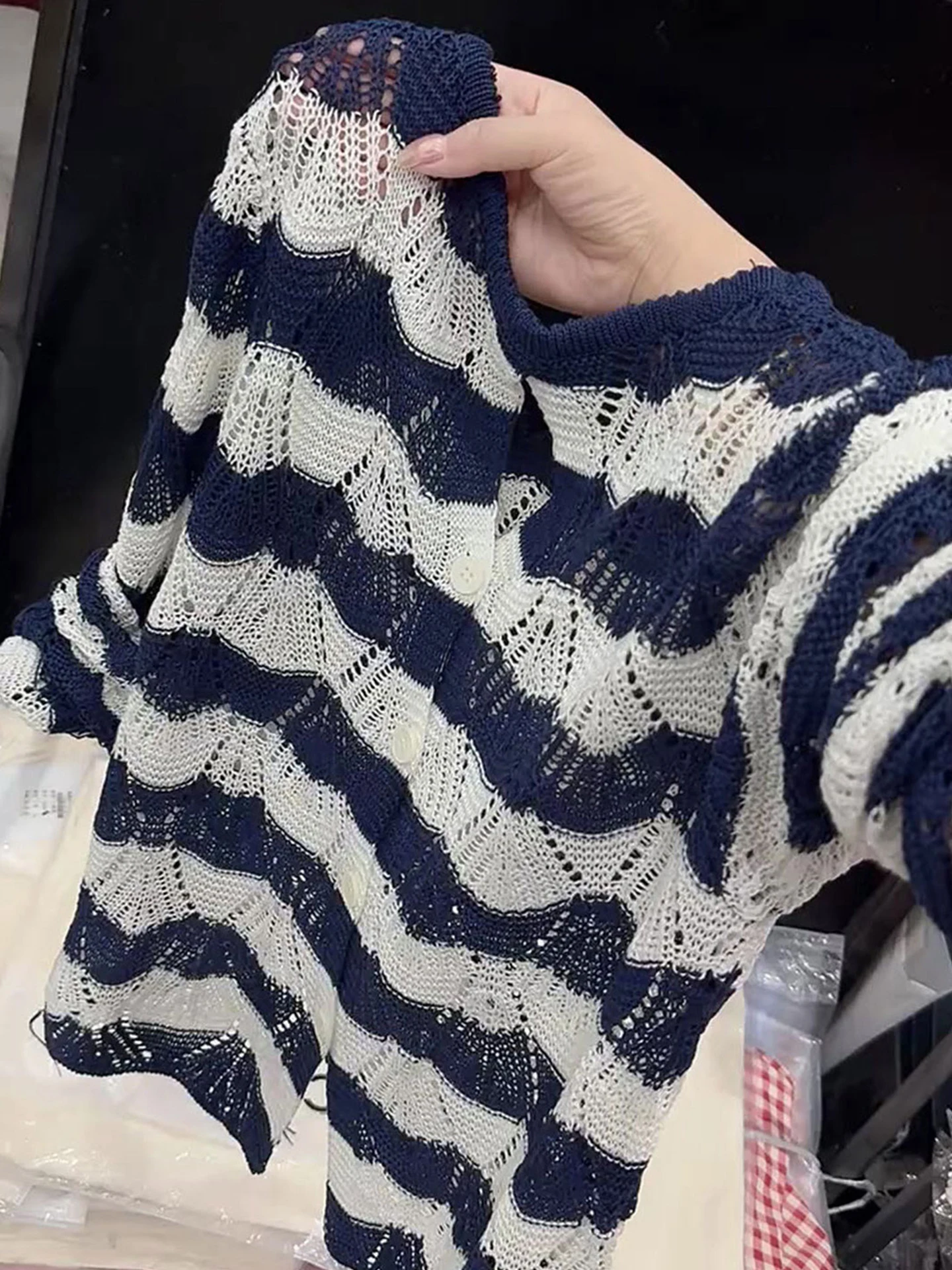 

Faionable Высококачественные трикотажные длинные свеки Ba Button irt Color Blo Hollow Out Design для похудения Ele Korean Sle Women'...