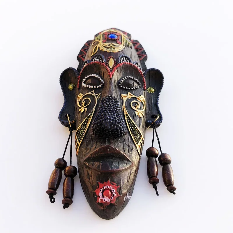 Vintage African Mask Wall Ornament, Hand-Painted Resin Artwork for Home Decoration, African Style Souvenir Gift