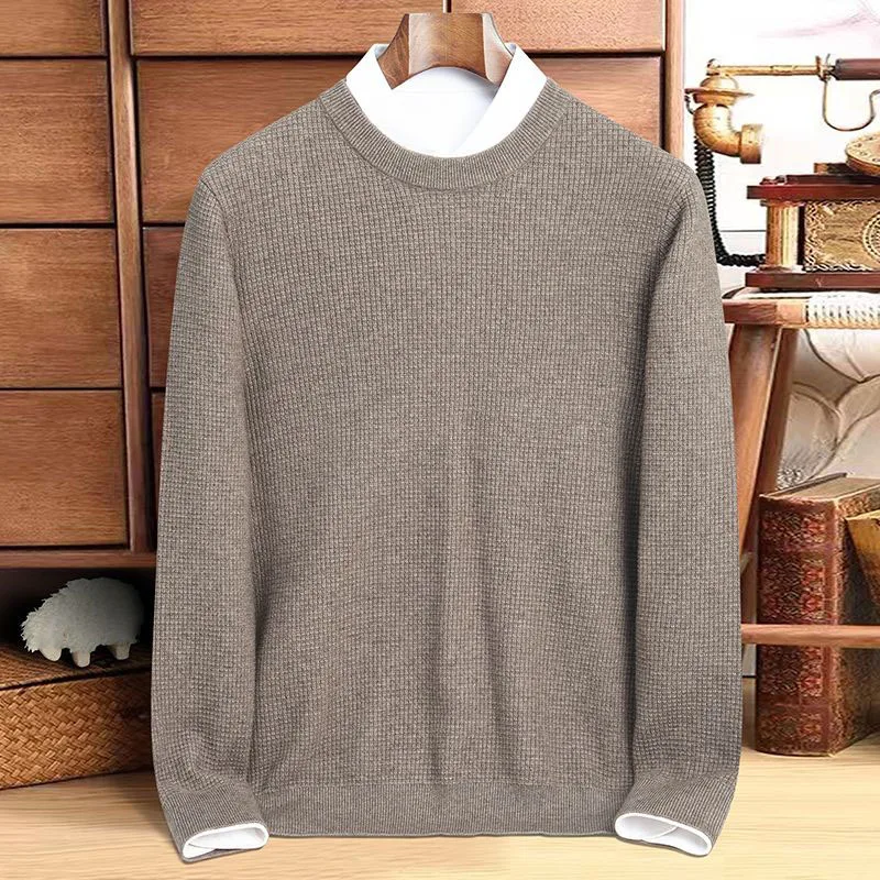 Men O-Neck Cashmere Thicken Sweater Handsome Fashion Korean Casual Warm Short Sweater Autumn Winter Male Knit Pullover Sweater