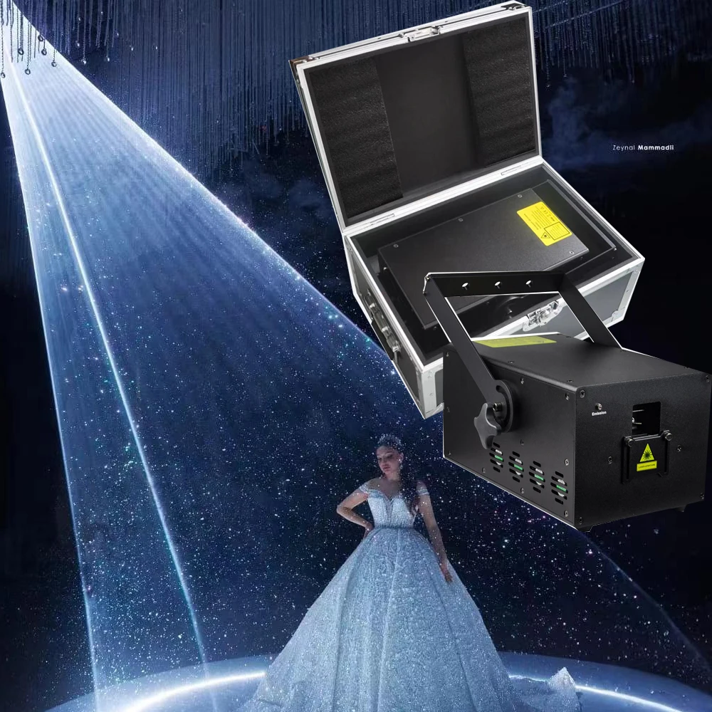 DJ Lighting Professional 10W Animation RGB Laser Light with Flight Case Full Color Stage Light ILDA DMX Control with Analog