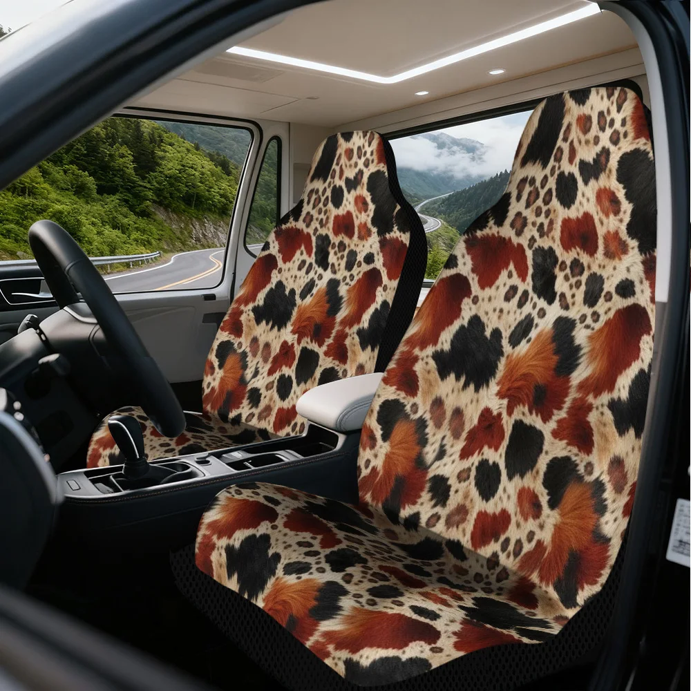 2pcs Universal Car Seat Covers Set | Animal Print Design, Trendy Vehicle Seat Covers, Deformation-Resistant Polyester, Curved Cu