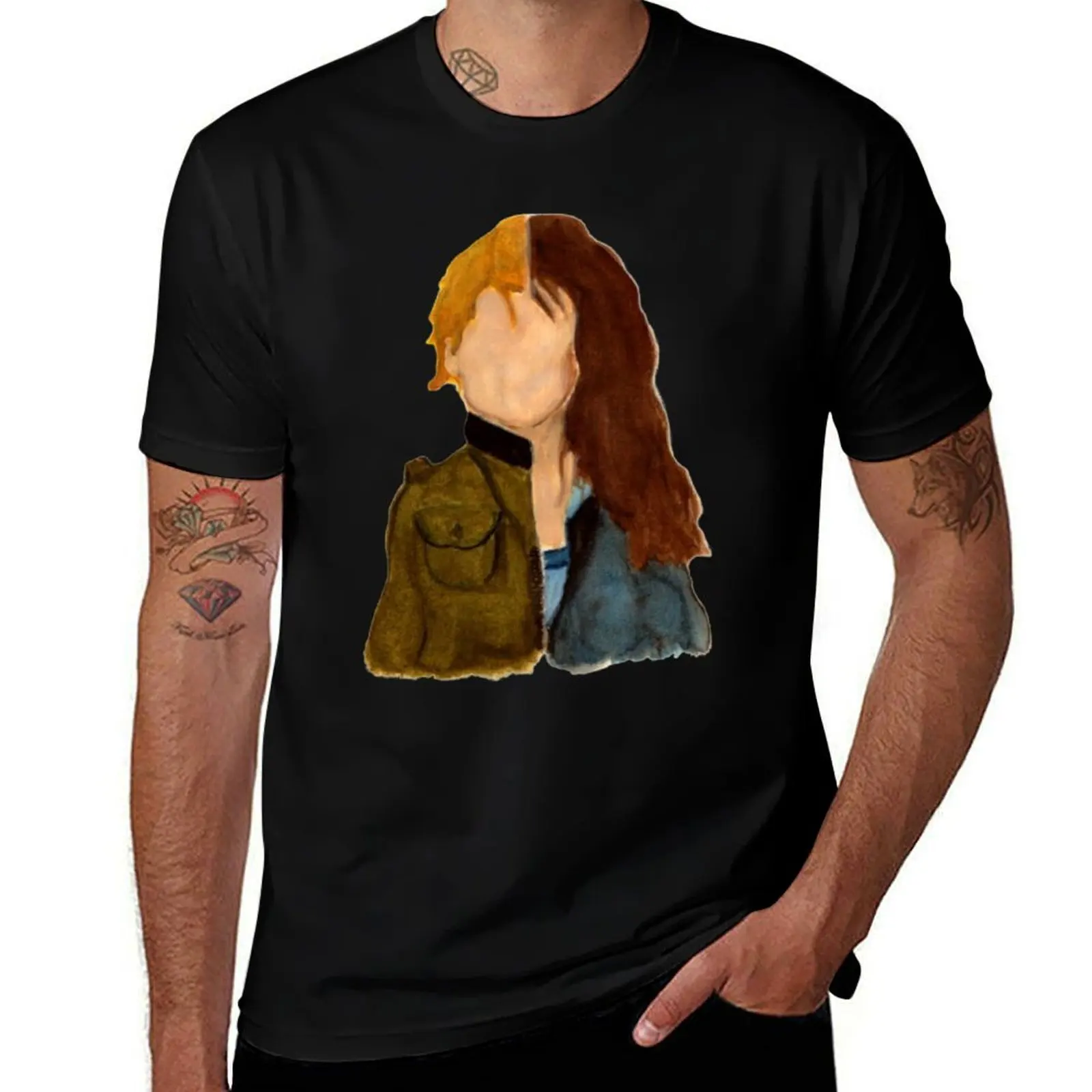 Carter/Helen-Watercolor T-Shirt Plus Size Basic Cotton T-Shirt