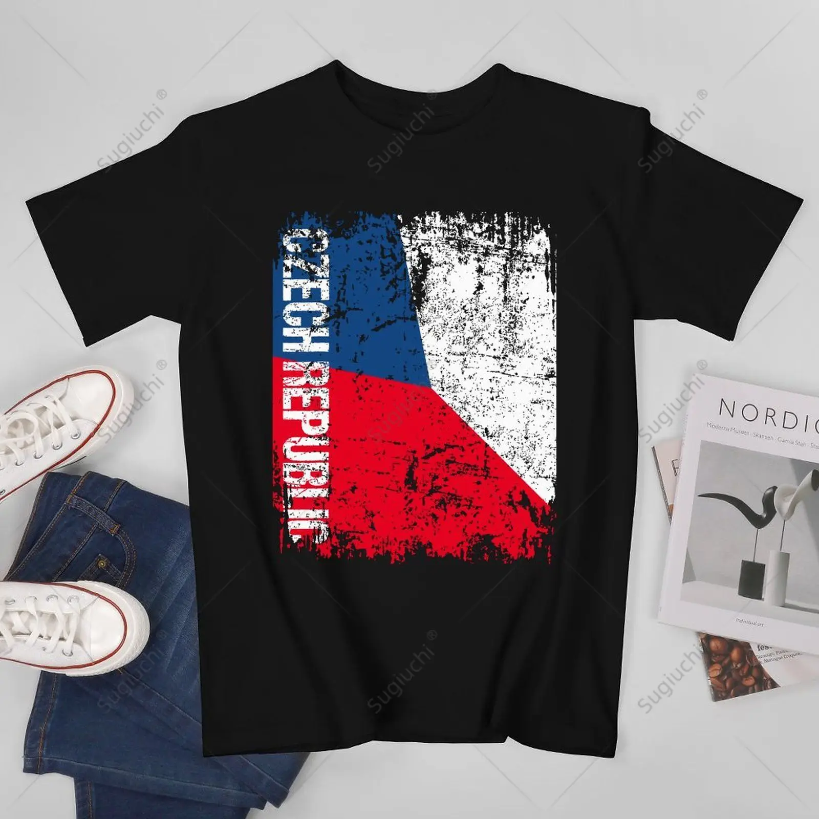 Unisex Men CZECH REPUBLIC Flag Vintage Distressed CZECH REPUBLIC Tshirt Tees T Shirts Women Boys 100% Cotton T-Shirt