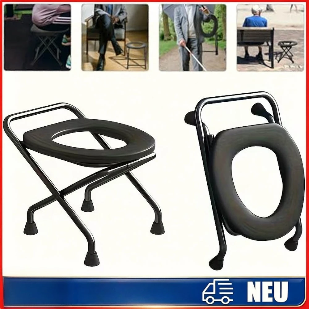 Chaise de toilette pliable portable, siège de toilette en acier carbone, réglable en hauteur, antidérapante, pour personnes âgées, femmes enceintes, patients handicapés, salle de bain, douche, chevet, aide à la mobilité robuste.
