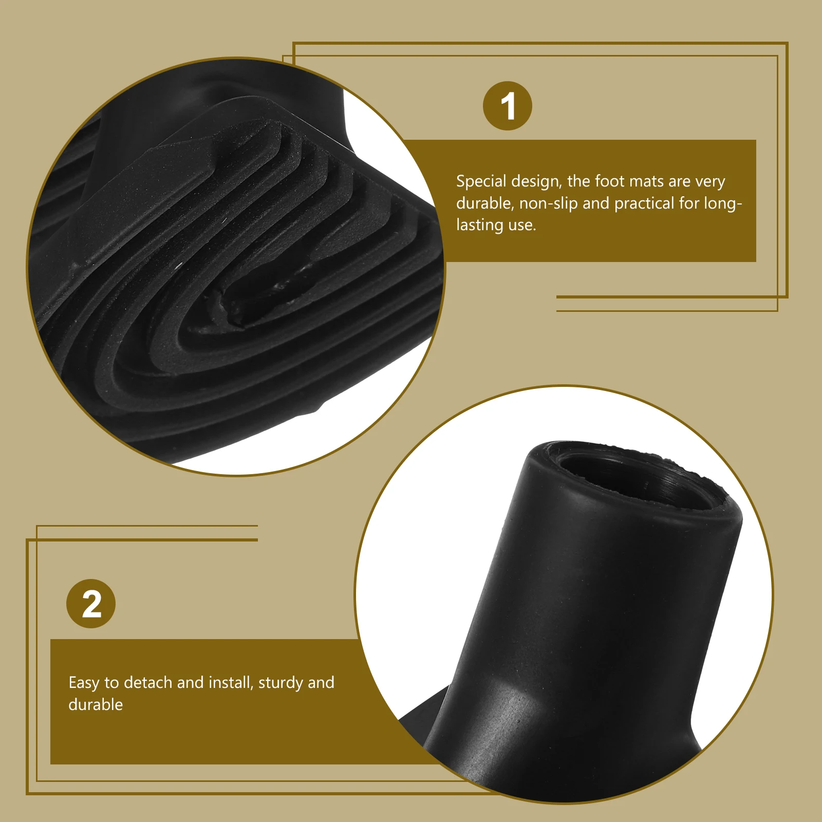 

2pcs Golf Bag Stand Replacement Feet Black Child Rubber Durable Non Slip Practical Long Lasting Easy Detach Install