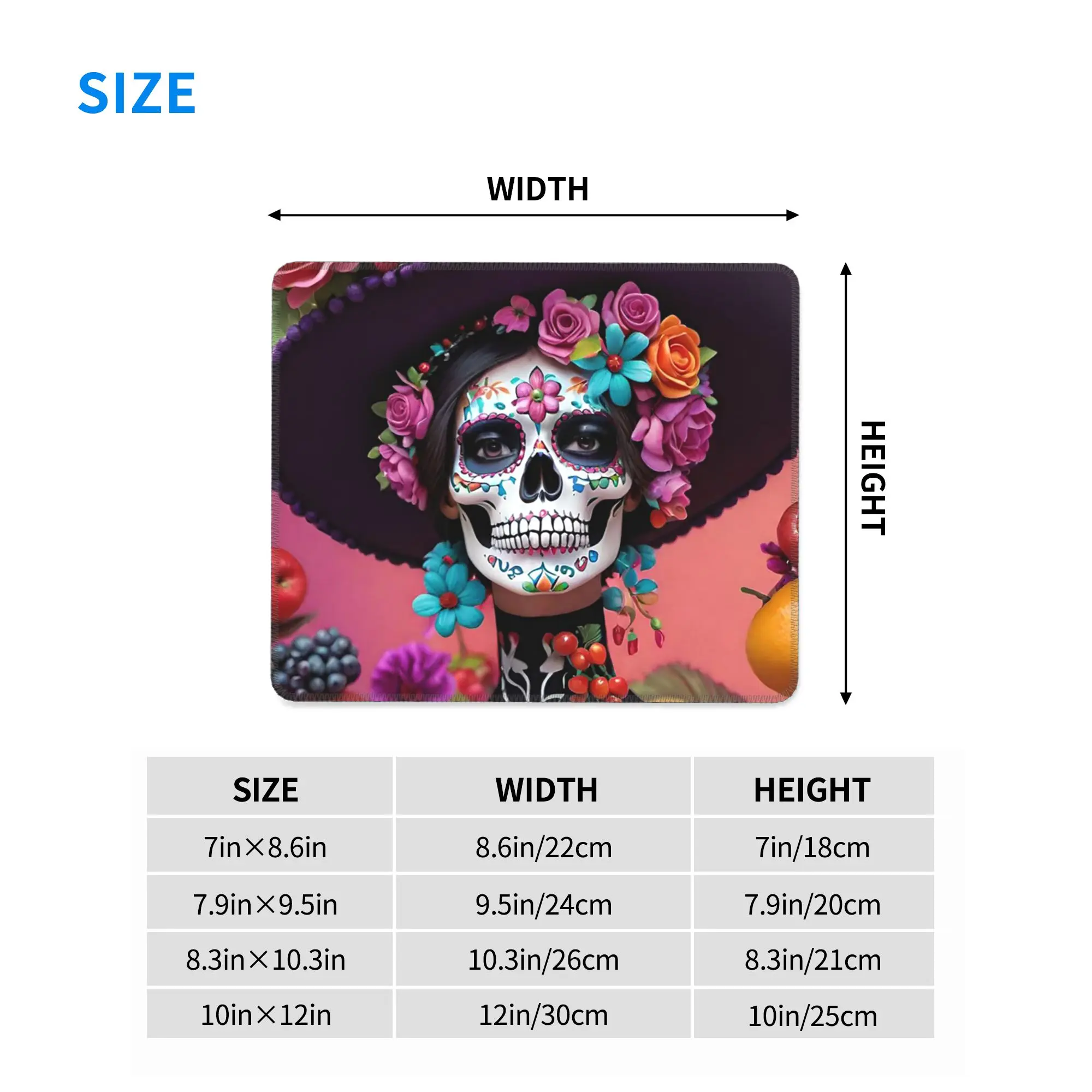 Day Of The Dead Sugar Skull Mexican Girl Mouse Pad Computer Keyboard Mouse Mat Gaming PC Laptop Desk Mat Accessories Table Mats