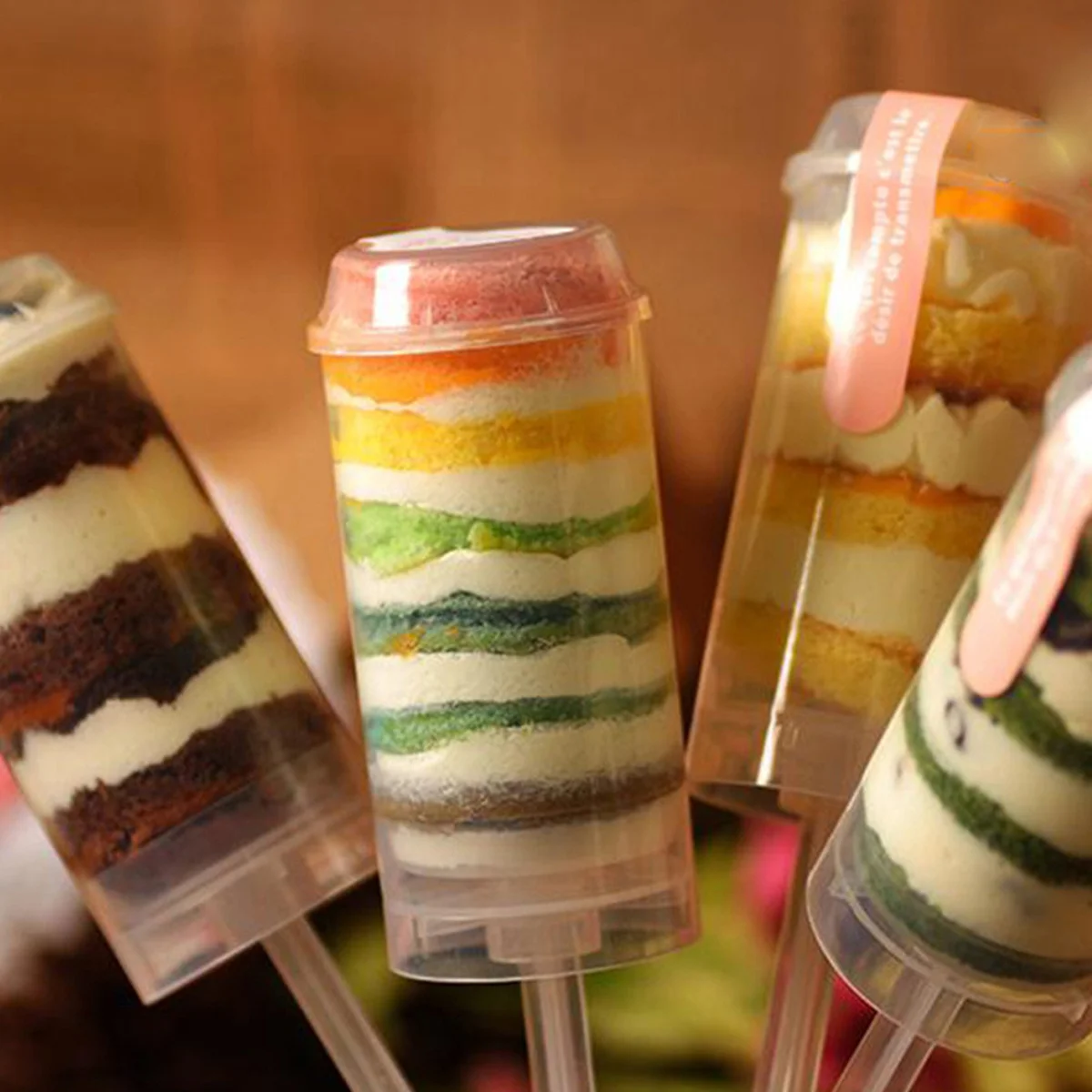 

10pcs Push Tube Cake Containers Leak-Proof Food-Safe Plastic Reusable Baking Tools For Cakes Cheesecake Ice Cream Cake