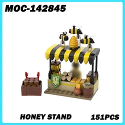 MOC-142845 Micro Architecture Modular Corner Honey Stand Building Blocks, DIY Model Bricks Puzzle Toys Brick Birthday Gifts 151P
