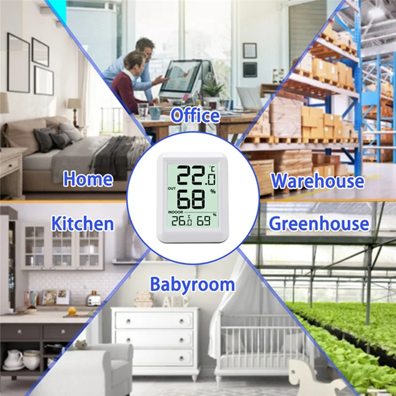 Wireless Thermometer Hygrometer BabyRoom Digital LCD Temperature Humidity Monitor Indoor Outdoor Weather Station Sensor SSQ