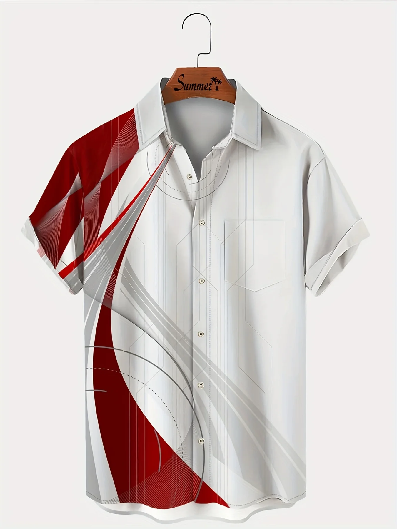 Geometrisches Kunst hemd mit Button-Down-Kragen für Herren, modischer Sport, lockere, lässige und bequeme Oberteile, große Herren größe