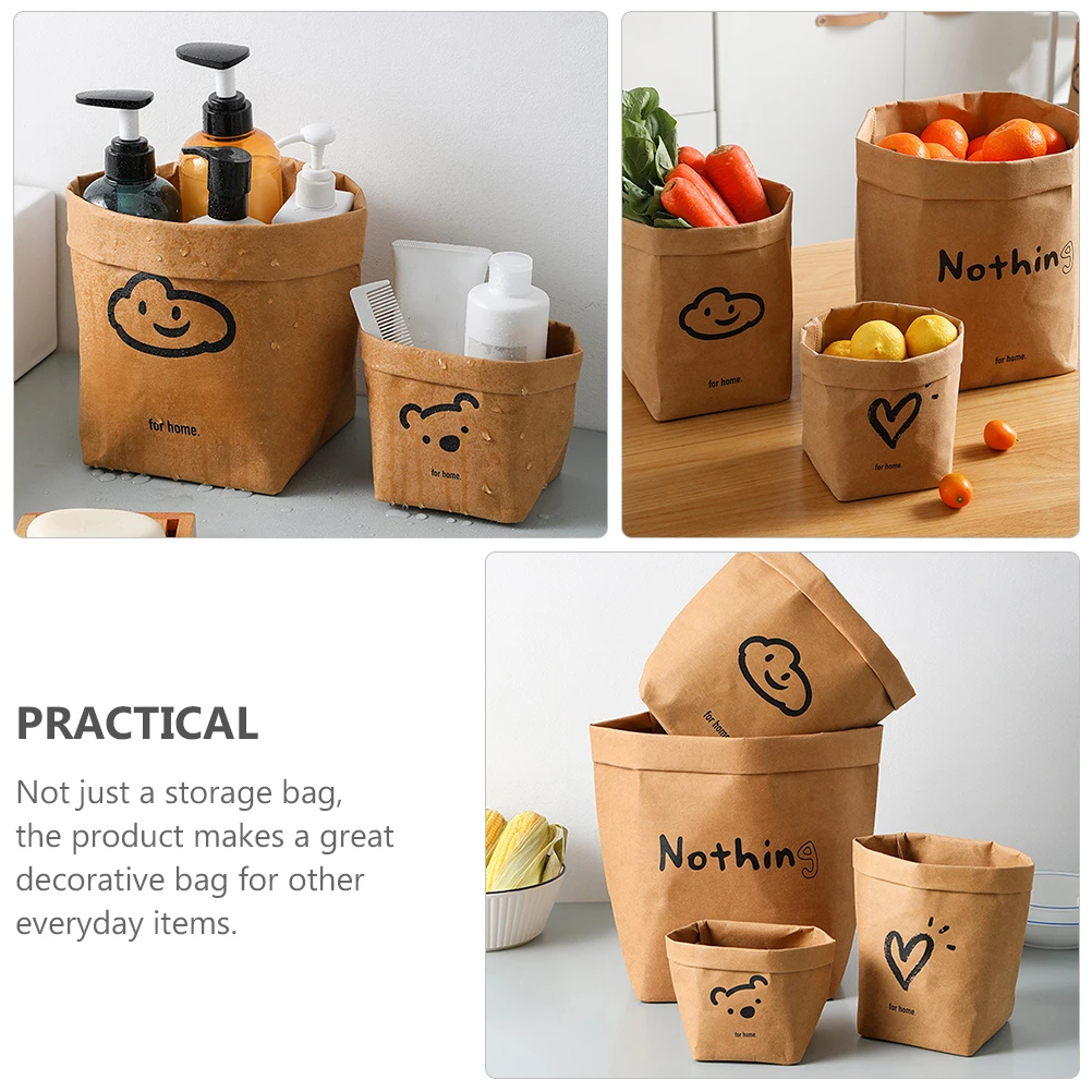 

1pc Simple Kraft Paper Wrapping Bag Creative Storage Bag For Halloween Party Holiday Gift Packaging Durable Washable Sturdy Home