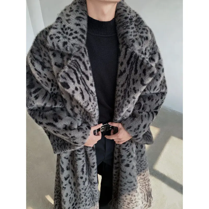 [OIMG] Autumn Winter Ultra Long Leopard Print Temperament Style Bathrobe, Loose And Environmentally Friendly Mink Fur Coat