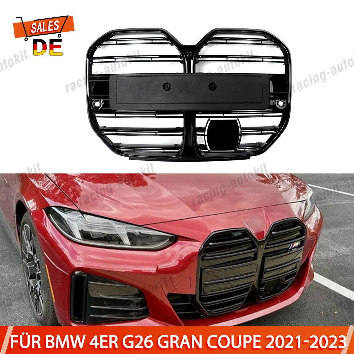 Magickit Dual Slats Front Bumper Grille For BMW 4 Series G26 440i 2021 2022 2023 2024 4-Door Kidney Racing Grill Car Accessories