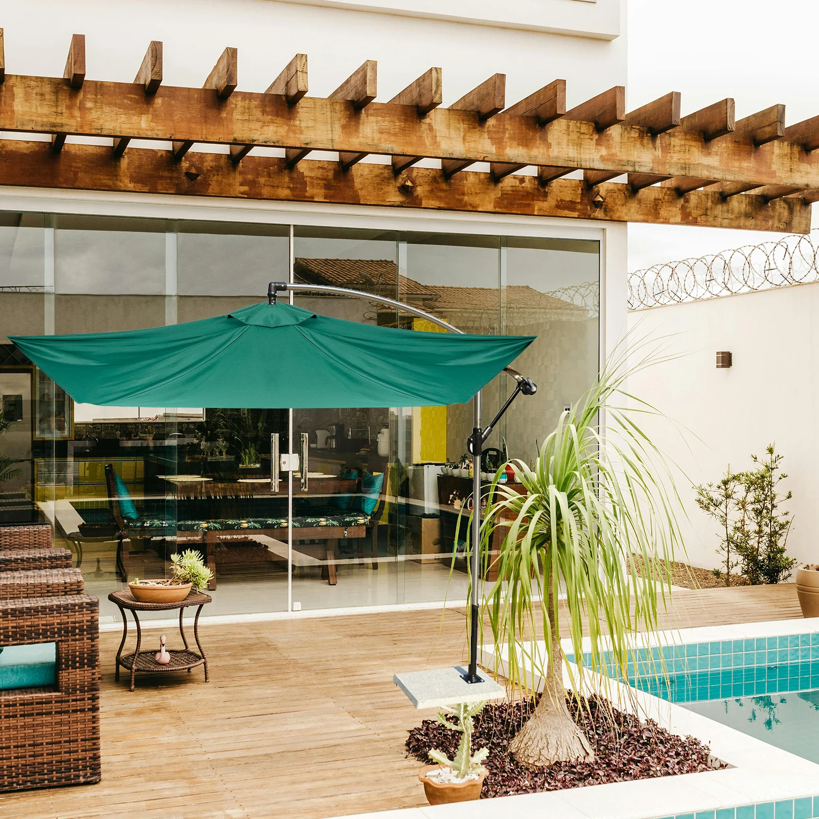 

Patio Umbrella Replacement Canopy 1 Piece Weather Resistant Polyester Fabric for Sun Rain Protection Garden Yard Outdoor Shade