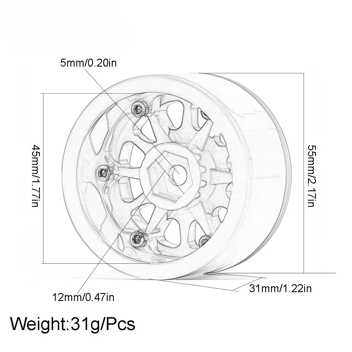 Plastic Beadlock 55MM 1.9 